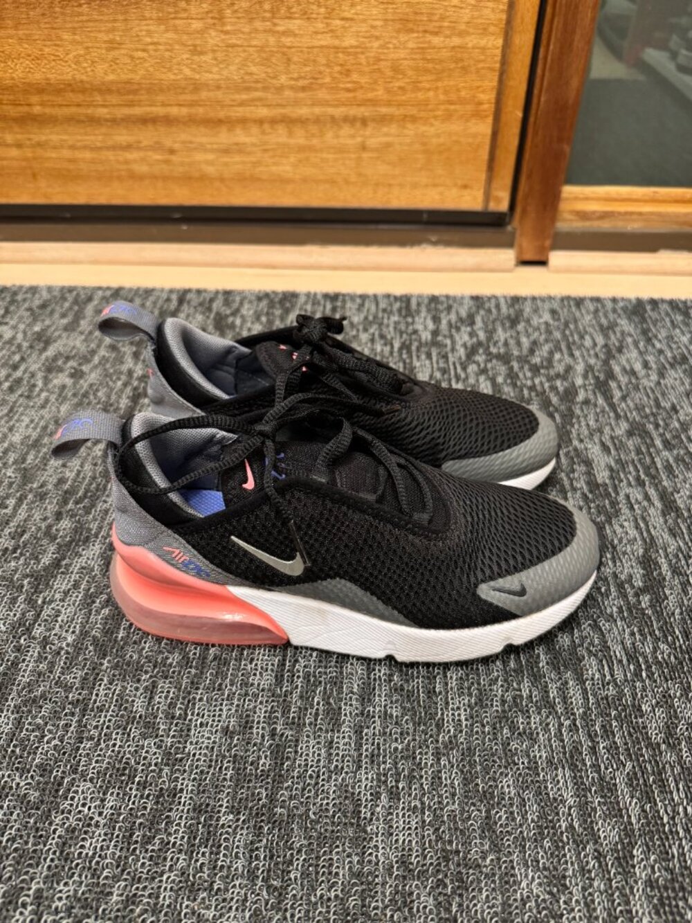 Nike Air Max 270 Little Kids' Shoes 3Y Black/Smoke Grey/Sunset Pulse/Metallic Si